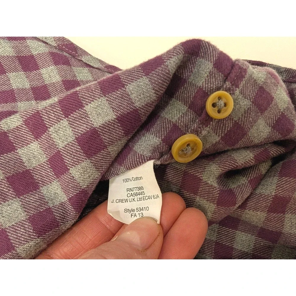 J.CREW Mens Purple Gray Check Workshirt Button Down Pocket Shirt M 53410